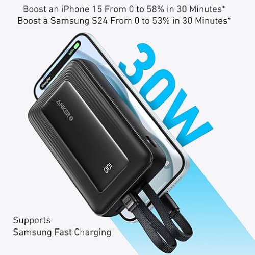 پاور بانک انکر 30 وات زولو 20000 با دو کابل متصل (Anker Zolo Power Bank 20000mAh A1681) — تصویر ۷