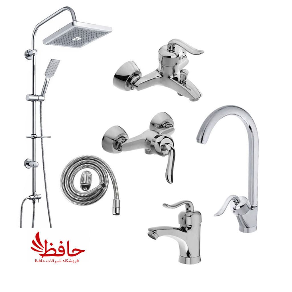 ست شیرآلات بهداشتی قاجاری همراه با علم دوش دوکاره رسوبگیر اتومات — تصویر ۲