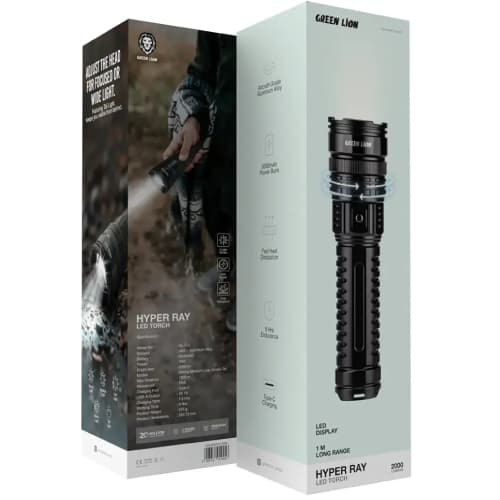 چراغ قوه گرین لاین 2000 لومن (Green Lion Hyper Ray LED Torch GL-FL2) — تصویر ۵