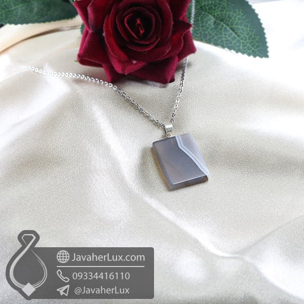 گردنبند سنگ عقیق سلیمانی _ کد : 400740 — تصویر ۵