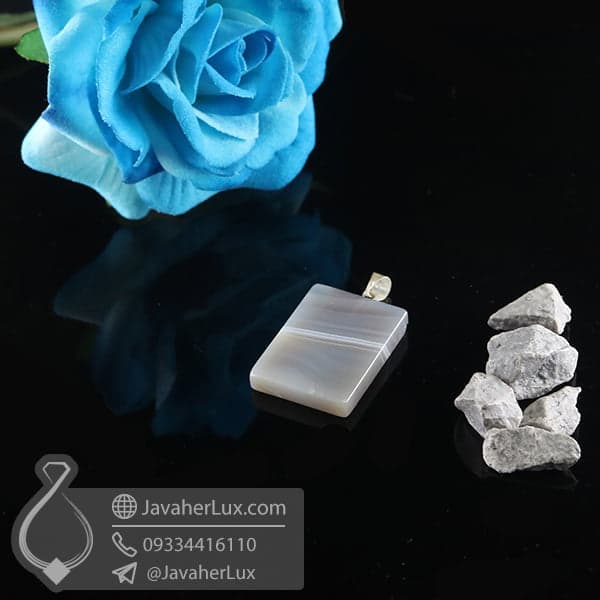 گردنبند سنگ عقیق سلیمانی _ کد : 400736 — تصویر ۴