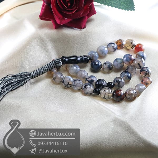 تسبیح سنگ عقیق شجر 33 دانه _ کد : 500081 — تصویر ۵
