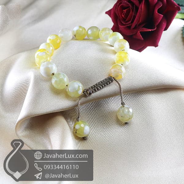 دستبند عقیق برفی _ کد : 400707 — تصویر ۵