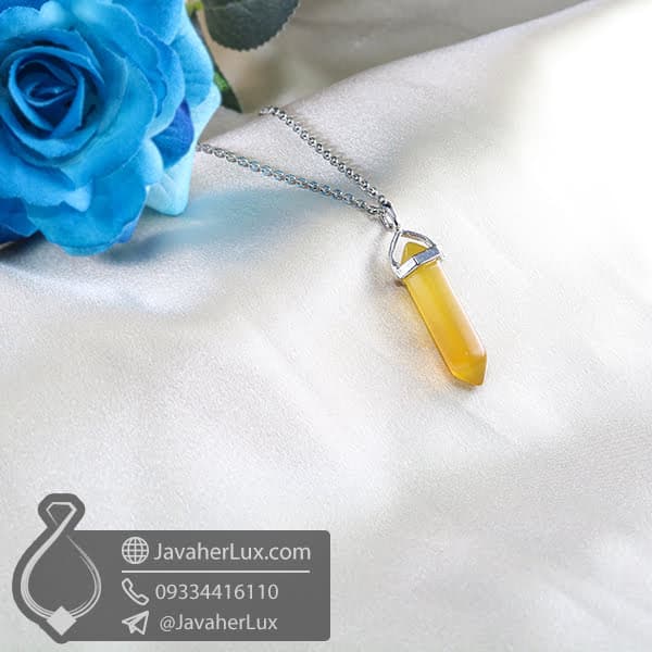 گردنبند منشور عقیق زرد مدل نایرو _ کد : 400654 — تصویر ۲