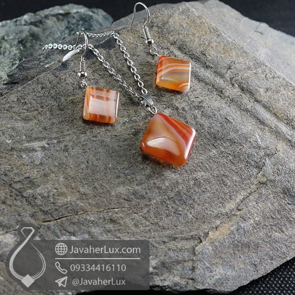 نیم ست زنانه سنگ عقیق _ کد : 400642 — تصویر ۵