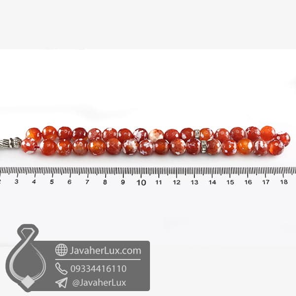 تسبیح 33 دانه عقیق برفی قرمز _ کد : 500072 — تصویر ۳