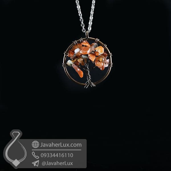 گردنبند عقیق قرمز درخت زندگی کوچک _ کد : 400636