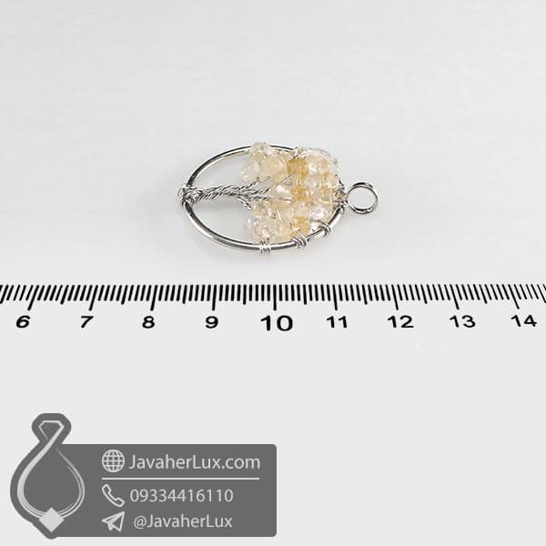 گردنبند سنگ سیترین درخت زندگی کوچک _ کد : 400628 — تصویر ۷