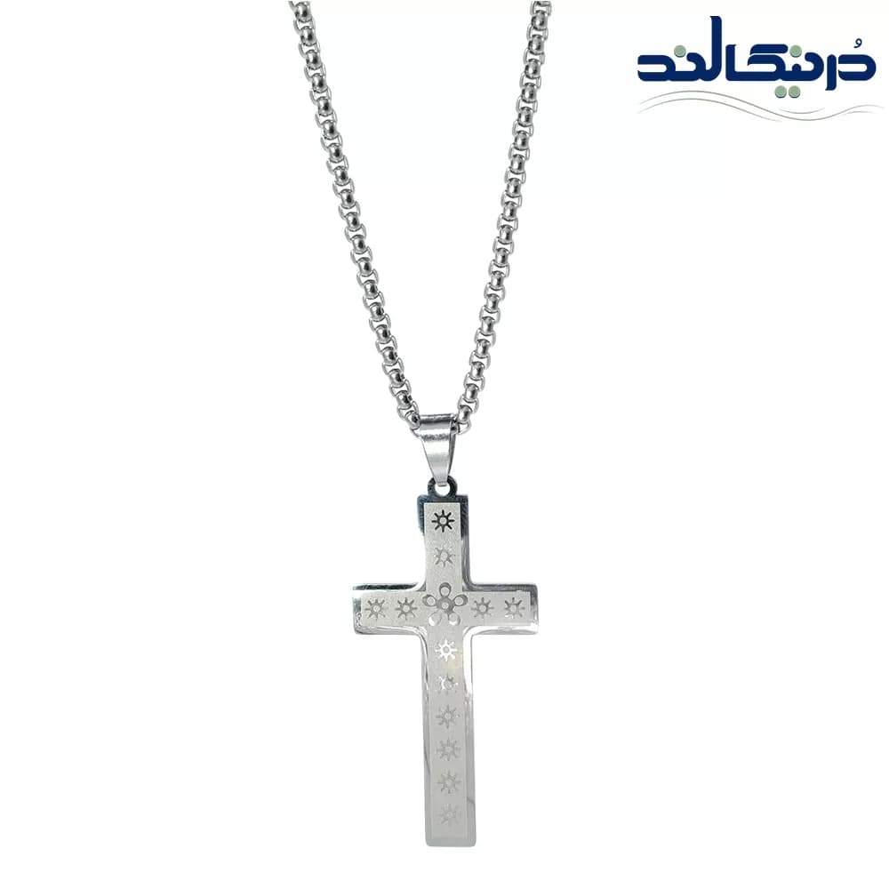 گردنبند صلیب نقره ای سولار — تصویر ۳