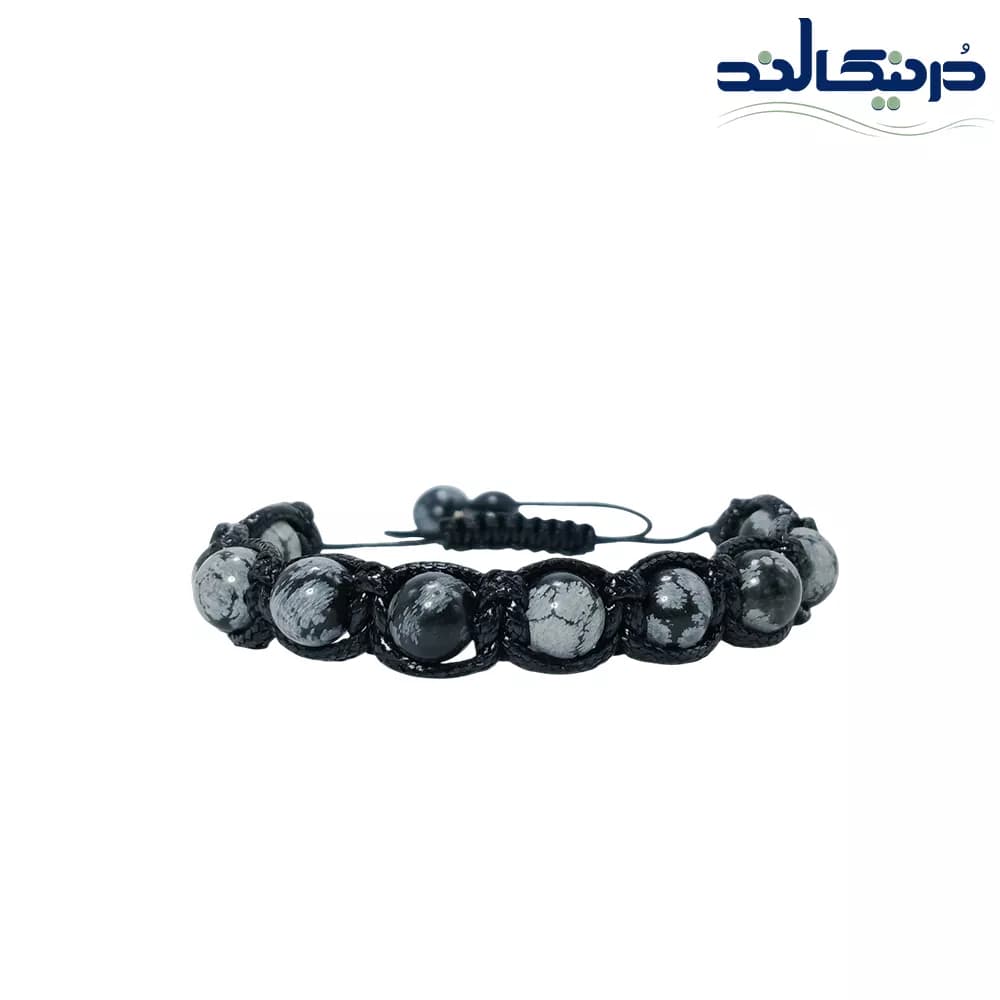 دستبند سنگی ابسیدین لکه برفی