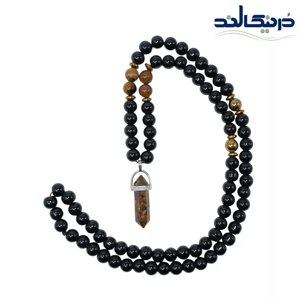گردنبند منشور سنگی چشم ببر گلد