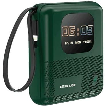 پاوربانک گرین لاین مدل Smart Touch Screen ظرفیت ۱۰ هزار میلی آمپر با اسپیکر بلوتوثی Green Lion