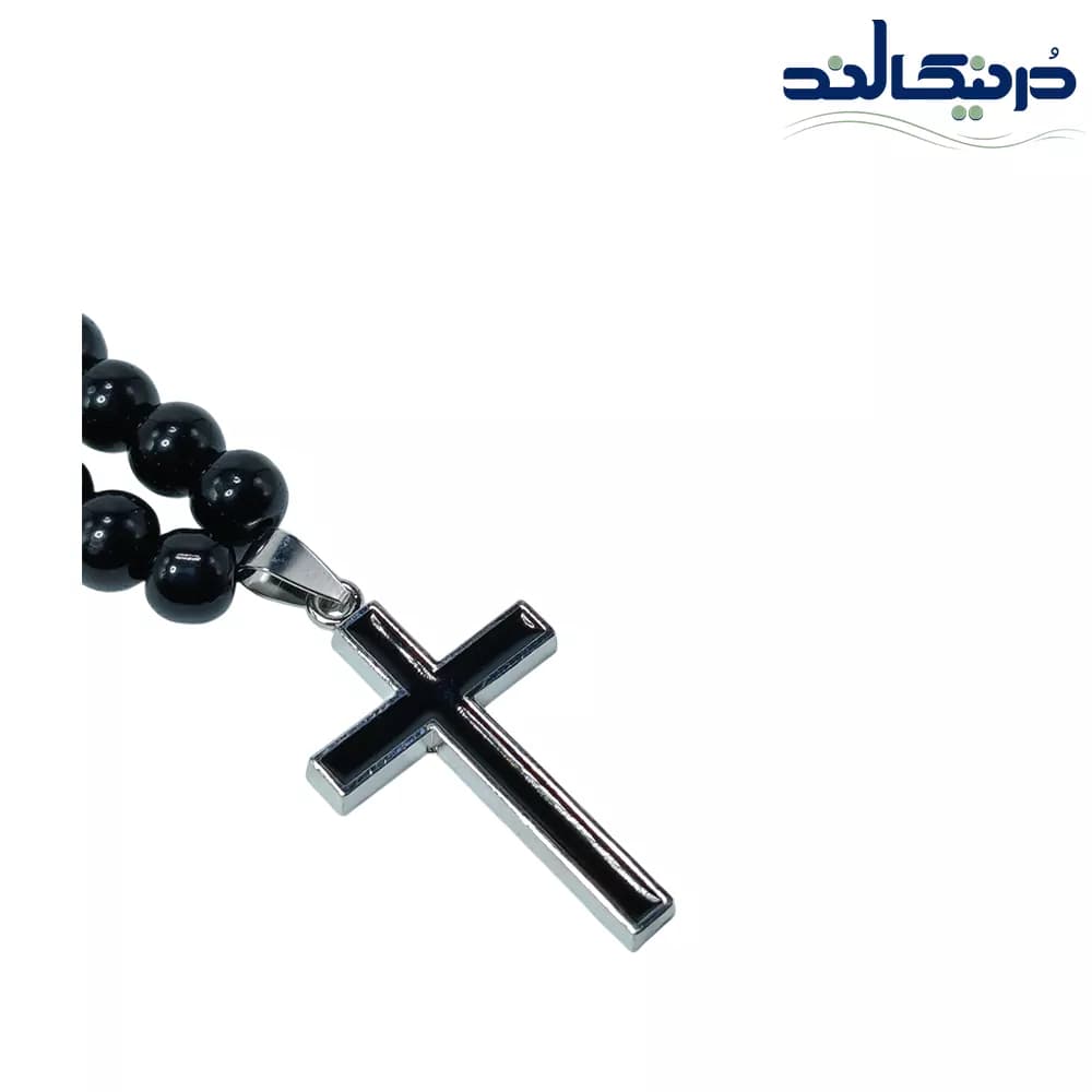 گردنبند صلیب مشکی سنگی کد 66 — تصویر ۴