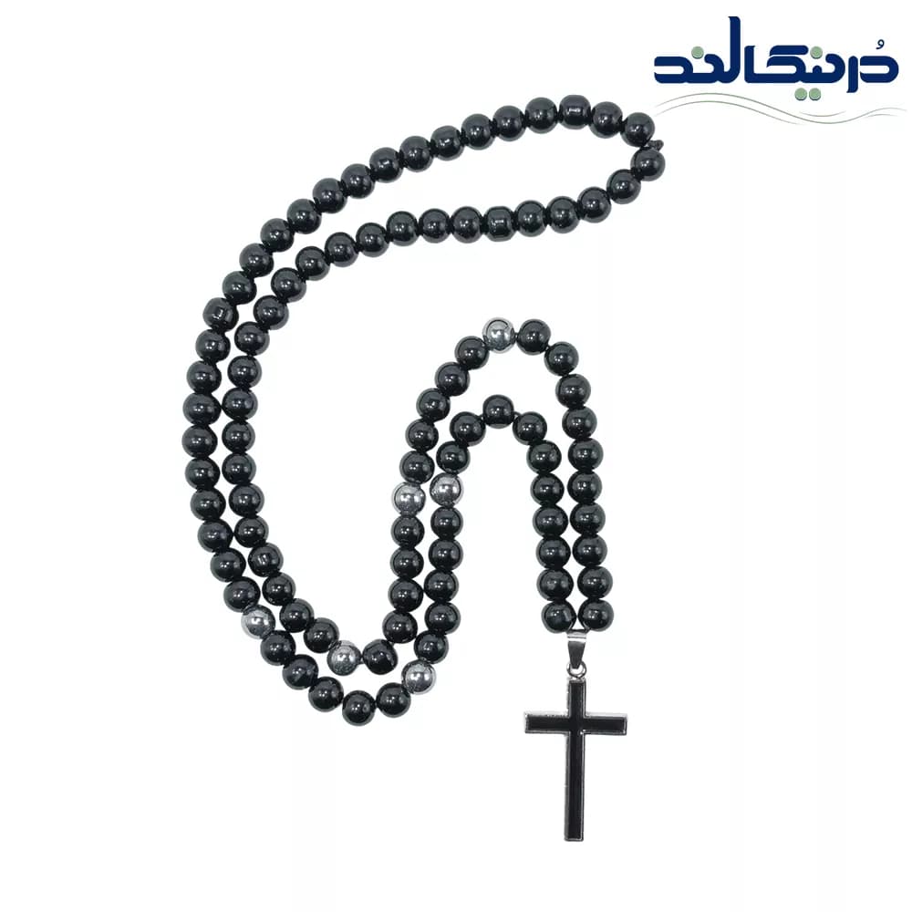 گردنبند صلیب مشکی سنگی کد 66