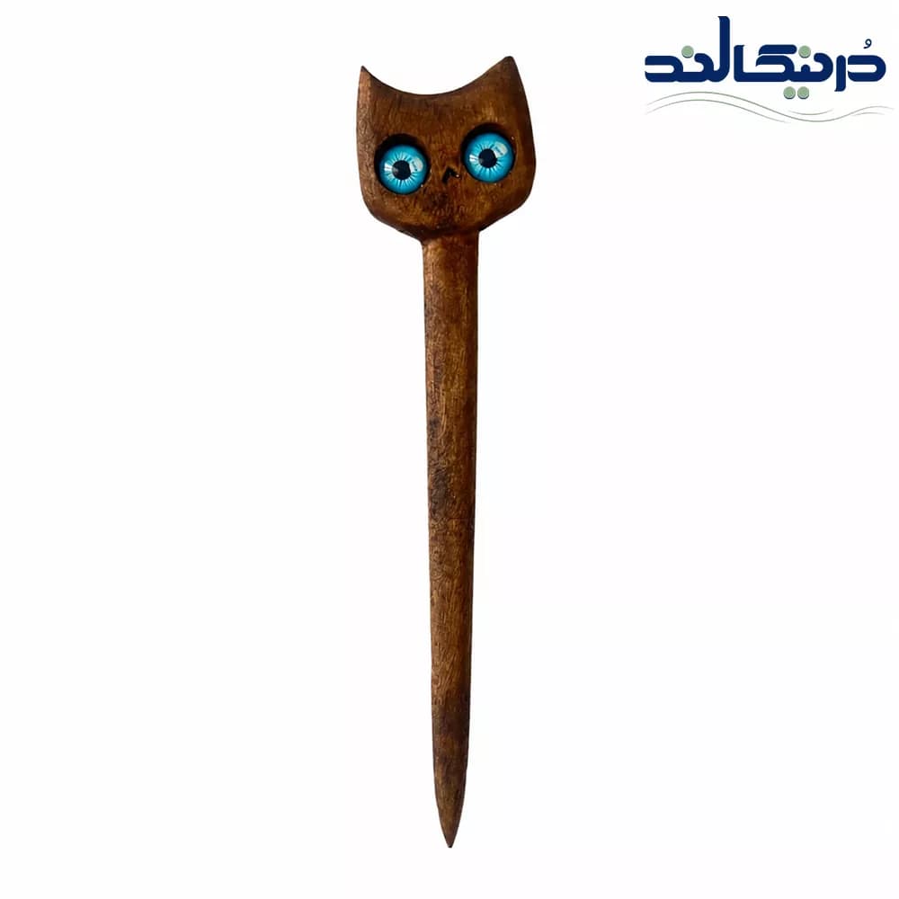 کانزاشی چوبی طرح گربه چشم رنگی — تصویر ۲