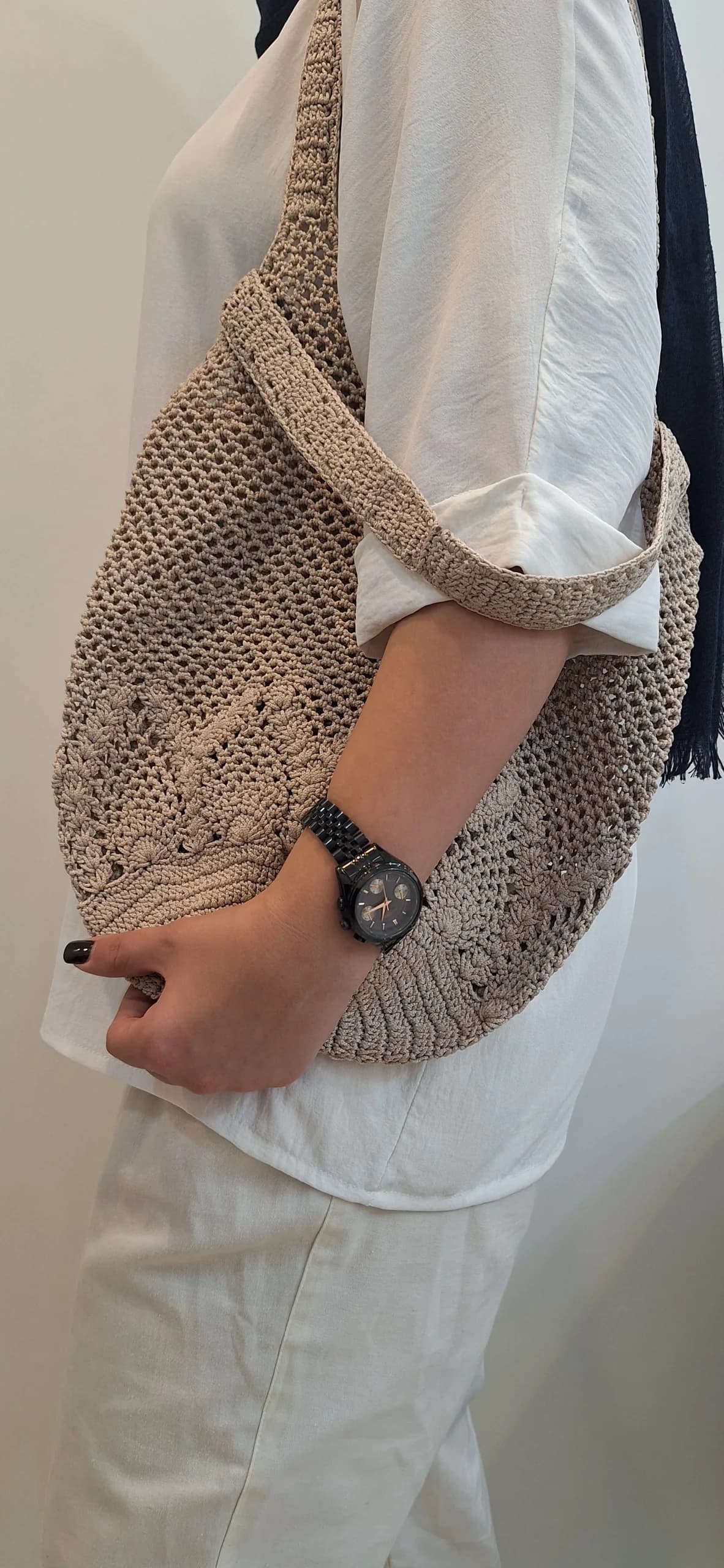 کیف دستباف مکرومه مدل خمره ای — تصویر ۷
