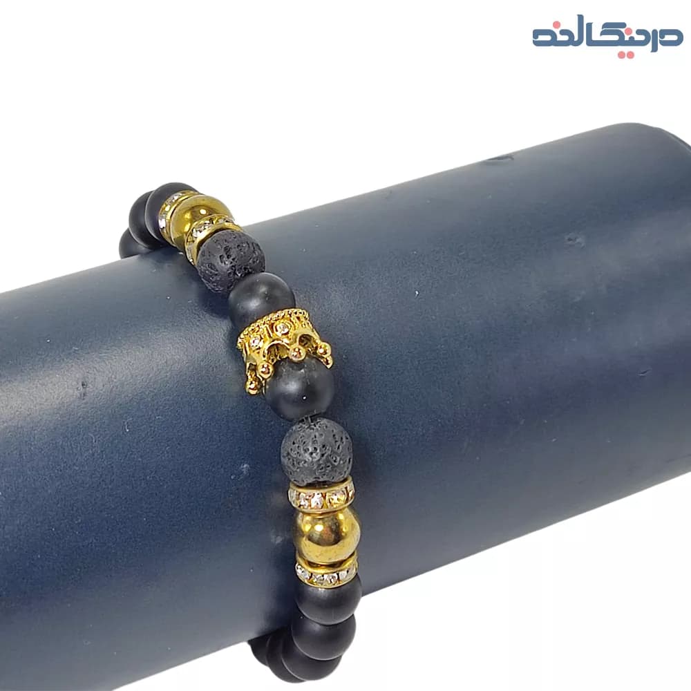 دستبند نیم تاج سواروسکی و سنگ لاوا + اورجینال — تصویر ۳