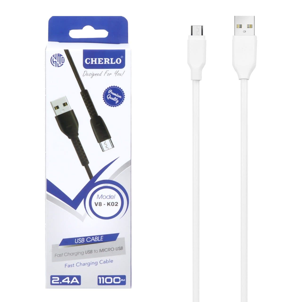 کابل شارژ 1.1 متری فست اندروید CHERLO مدل V8-K02 – مشکی – سفید – SMO — تصویر ۴