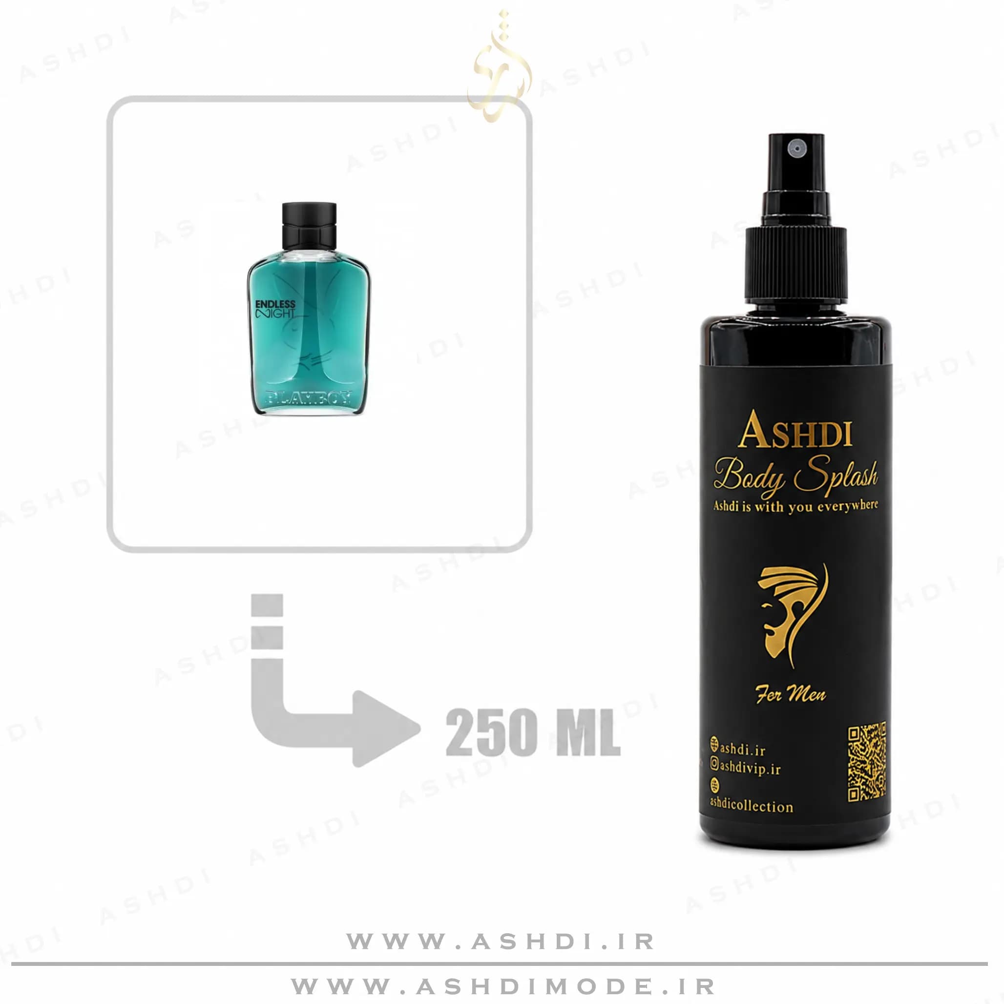 بادی اسپلش پلی بوی اندلس نایت فور هیم مردانه 250 میل اشدی | Playboy Endless Night For Him Body Splash 250ml ASHDI