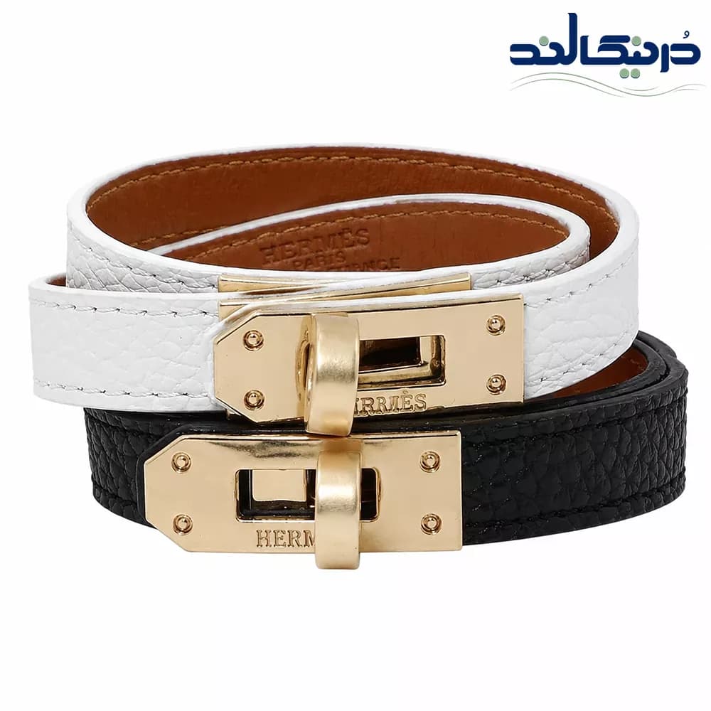 دستبند چرم زنانه دولاین هرمس + رنگبندی