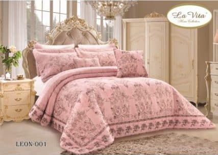 سرویس لحاف روتختی برند لاویتا Lavita مدل Leon کد 001 دو نفره 8 تیکه رنگ صورتی — تصویر ۲