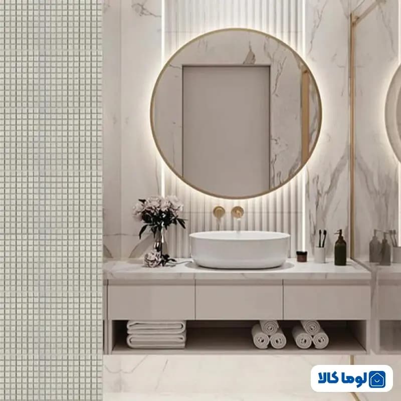کاشی استخری گهرفام مدل WHITE1 | سفید لوکس — تصویر ۲