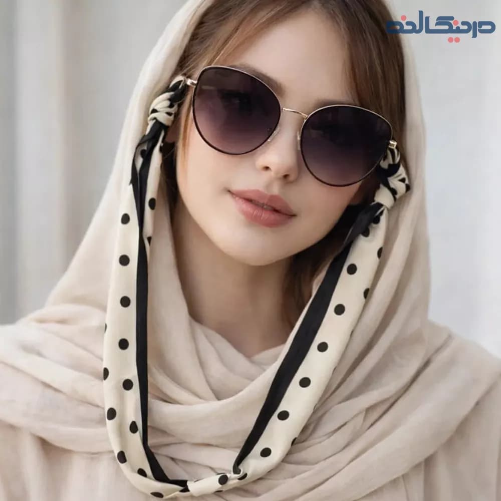 بند عینک ساتن سفید خال خالی — تصویر ۲