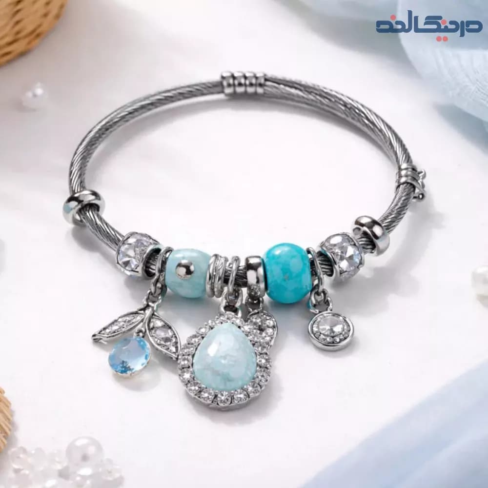 دستبند پاندورا طرح نگین آبی