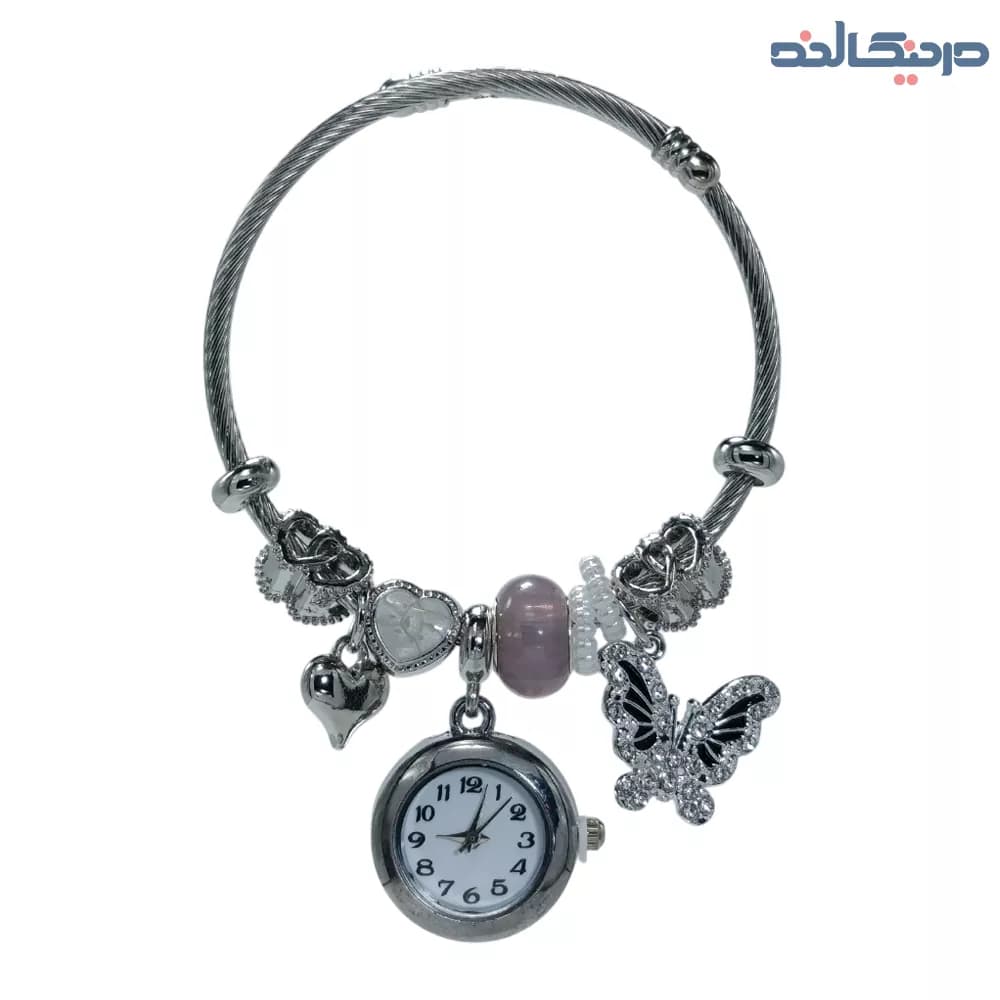 دستبند پاندورا ساعت دار طرح پروانه مشکی — تصویر ۴