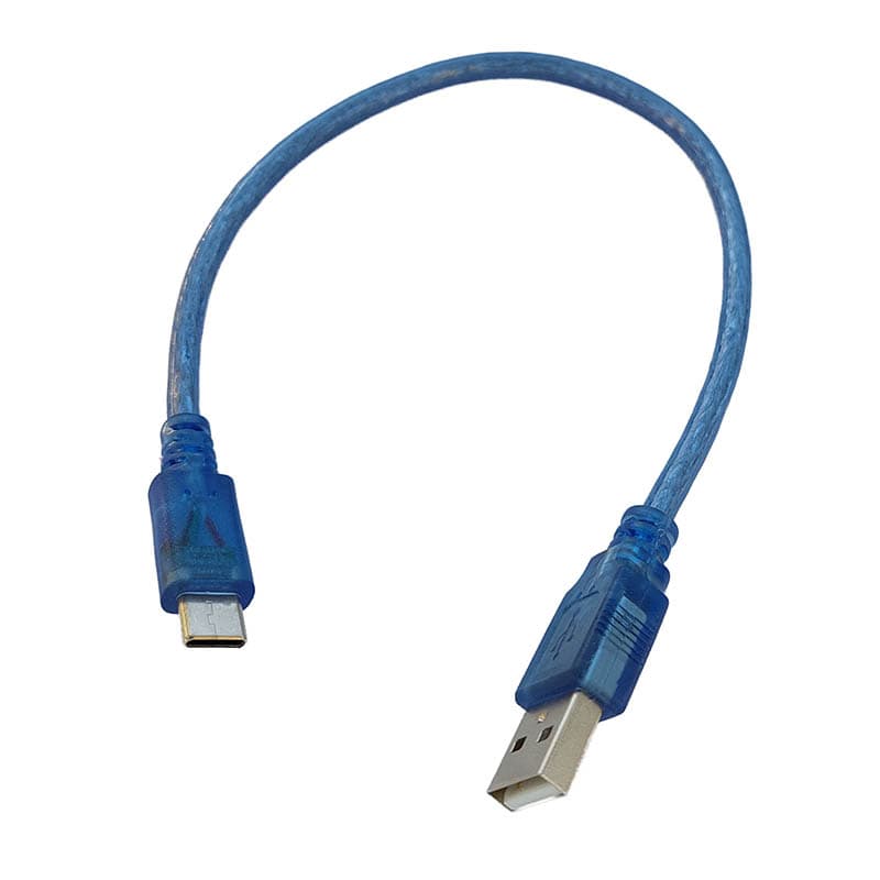 کابل USB به USB Type-C آبی شیلد دار (30 سانتی) — تصویر ۲