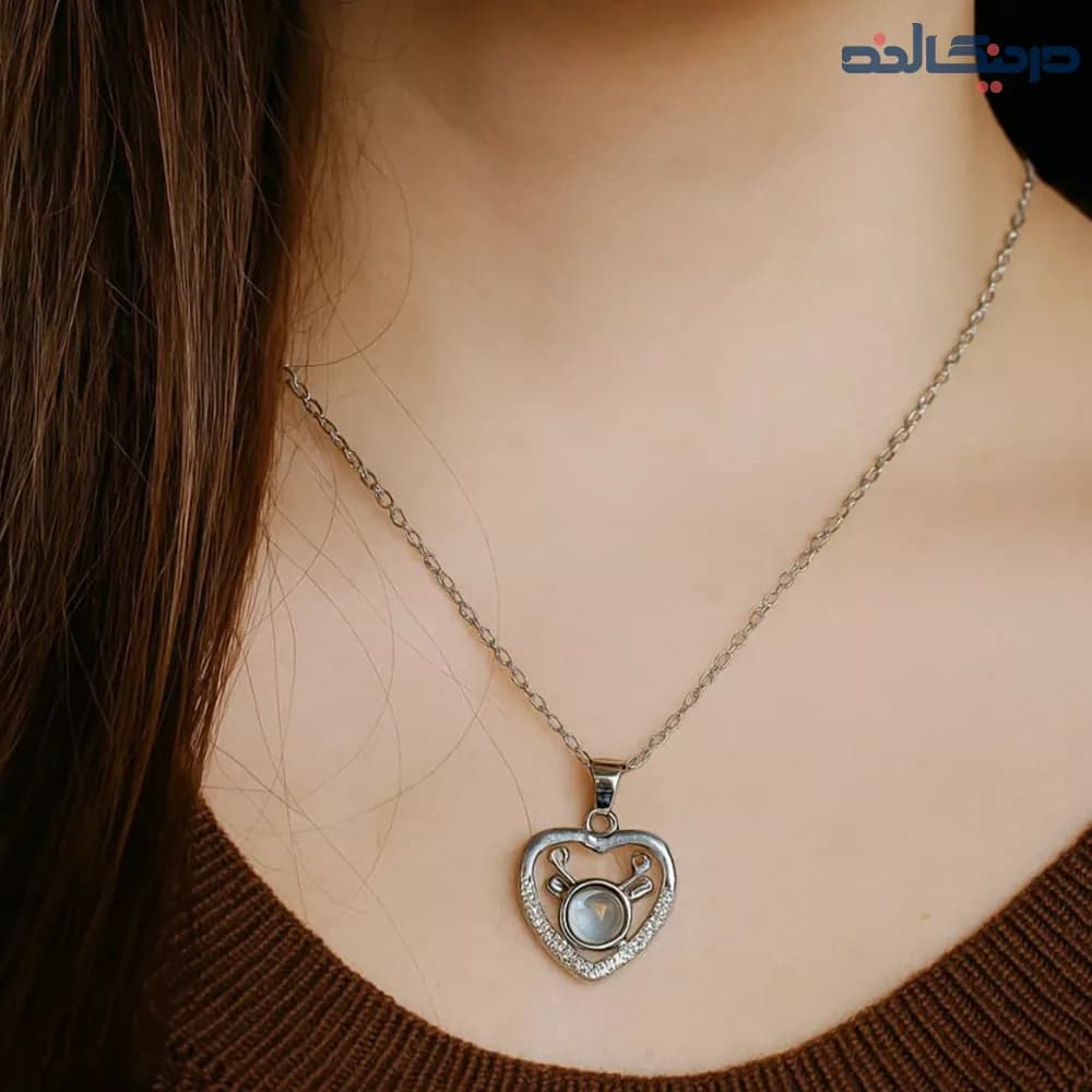 گردنبند دوست دارم قلب و گوزن — تصویر ۳
