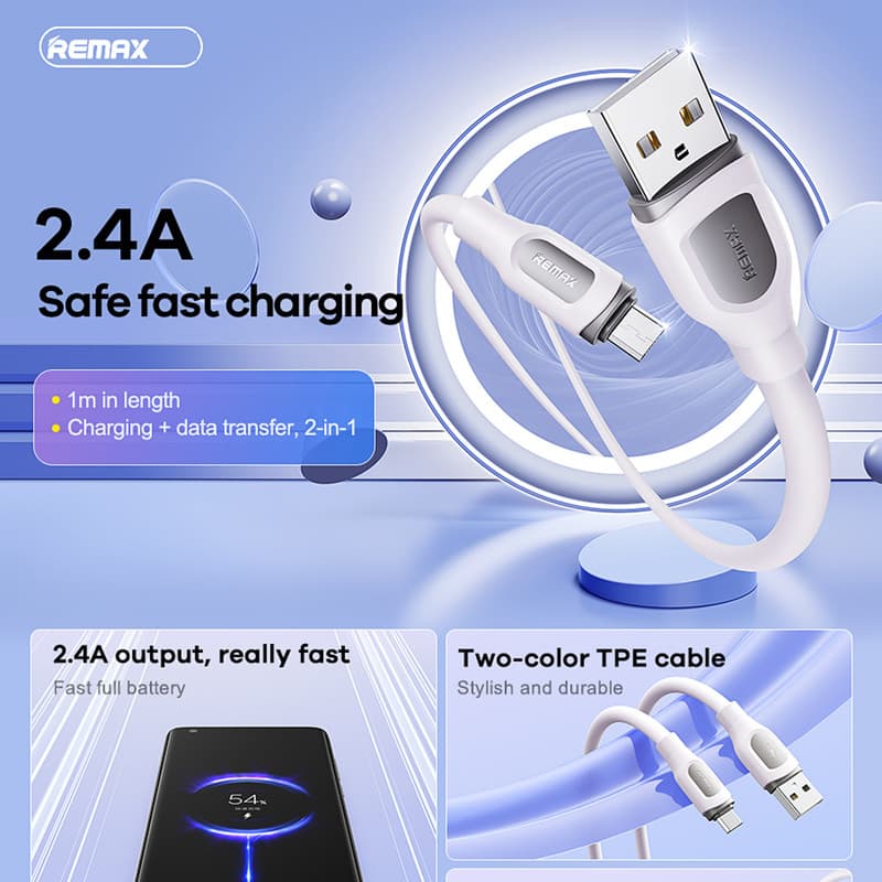 کابل تبدیل USB به USB-C ریمکس مدل Data-Charge TPE طول 1 متر — تصویر ۷