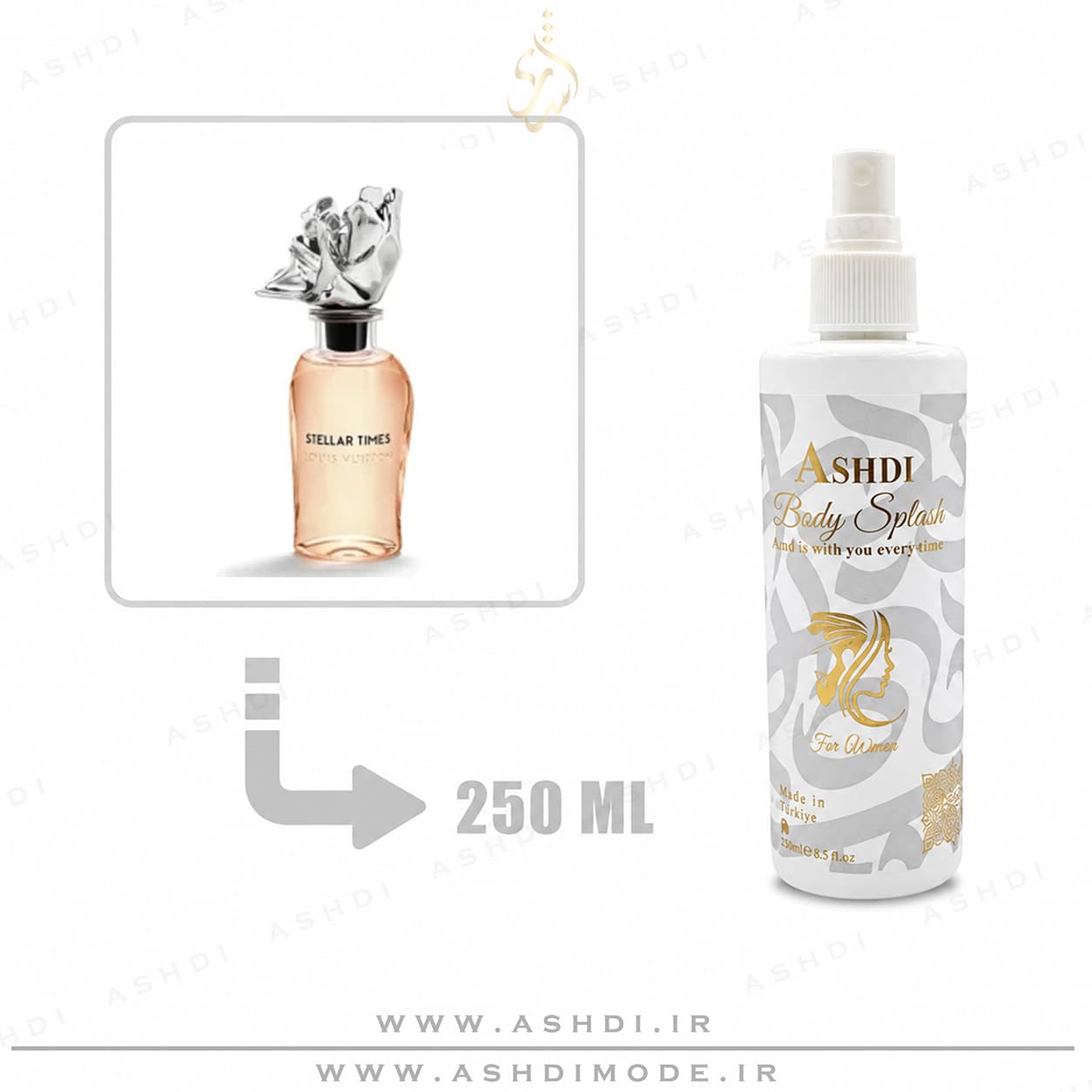 بادی اسپلش لویی ویتون استلار تایمز 250 میل اشدی | Louis Vuitton Stellar Times Body Splash 250ml ASHDI — تصویر ۳