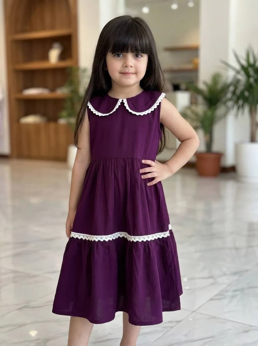 پیراهن دخترانه نخی ساحل کد 5637 — تصویر ۲