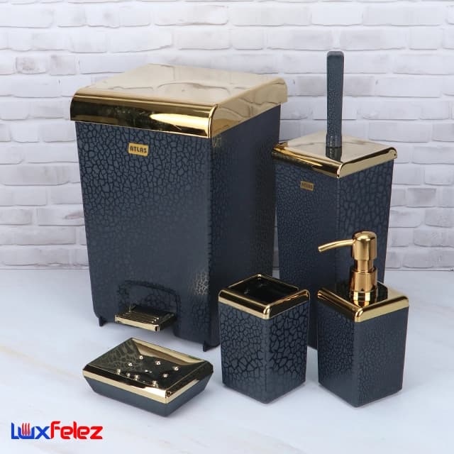 ست سرویس بهداشتی اطلس مدل زاگرس طرح چرم 5پارچه