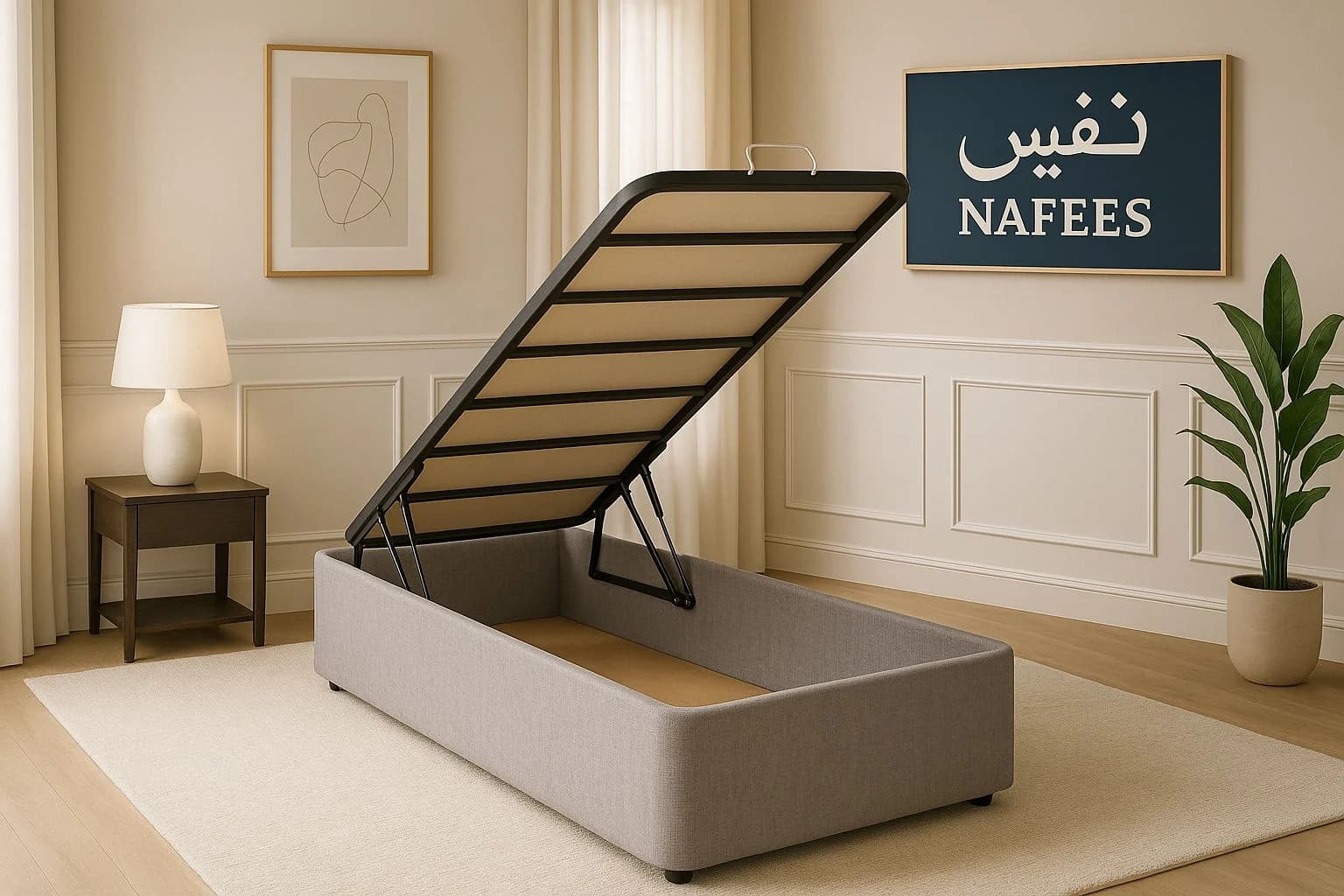 تخت جکدار نفیس با رویه پارچه | یک نفره سایز 100*200 — تصویر ۷