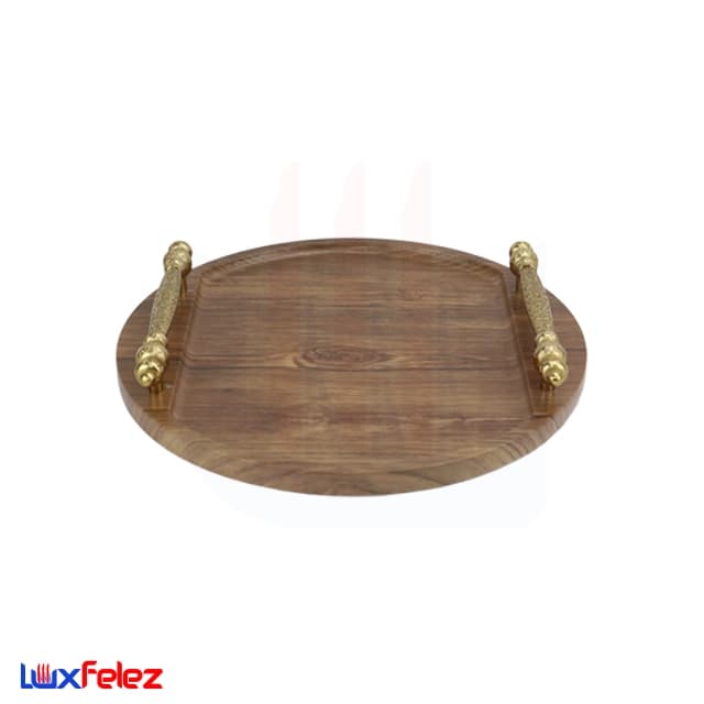 سینی پذیرایی عروس نوین مدل گرد دسته فلزی — تصویر ۳