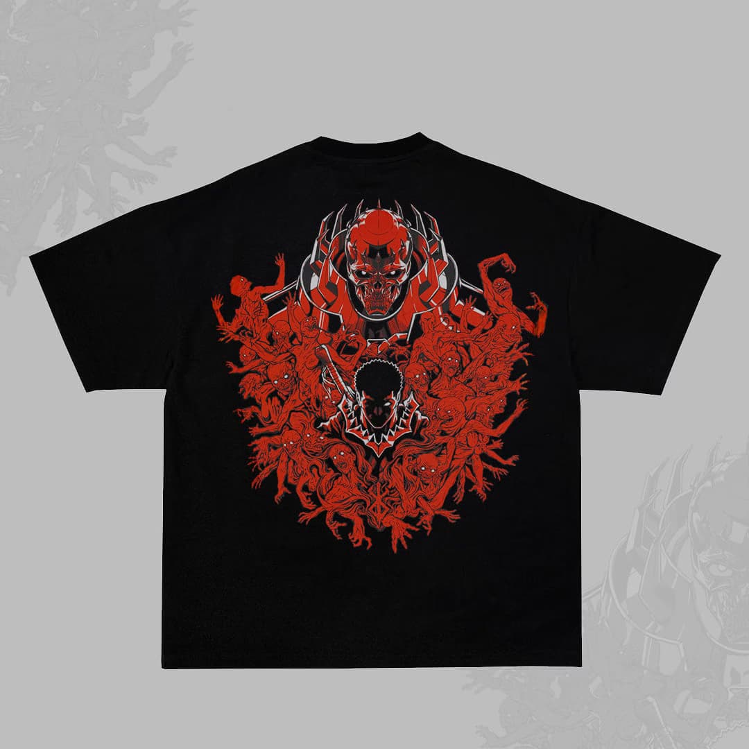 تیشرت برزرک Berserk طرح گاتس و Skull Knight