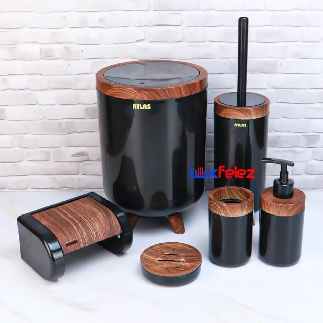 ست سرویس بهداشتی اطلس مدل سلین۶ تکه طرح چوب — تصویر ۶