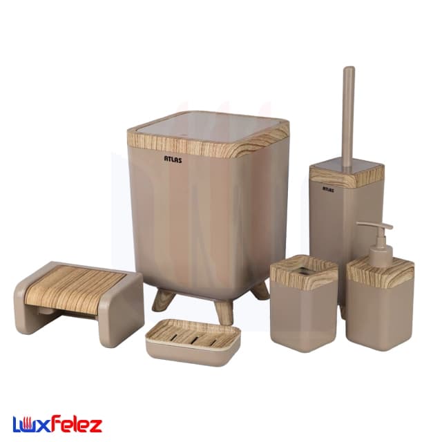 ست سرویس بهداشتی اطلس مدل ژیوار ۶ تکه طرح چوب — تصویر ۱۲