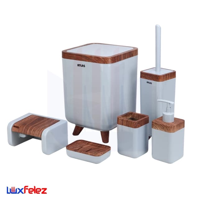 ست سرویس بهداشتی اطلس مدل ژیوار ۶ تکه طرح چوب — تصویر ۳