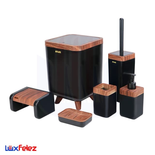 ست سرویس بهداشتی اطلس مدل ژیوار ۶ تکه طرح چوب