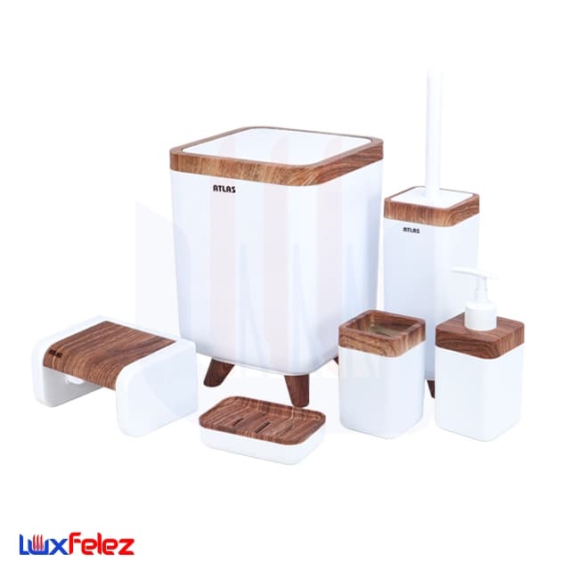 ست سرویس بهداشتی اطلس مدل ژیوار ۶ تکه طرح چوب — تصویر ۵