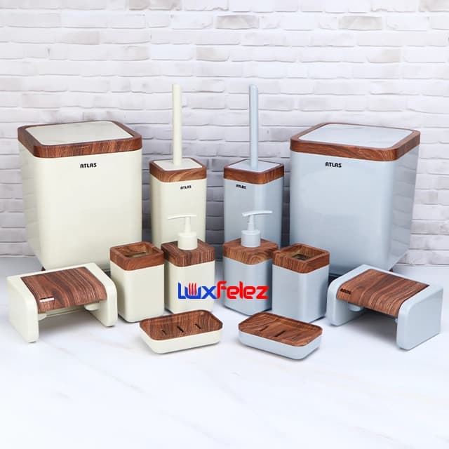 ست سرویس بهداشتی اطلس مدل ژیوار ۶ تکه طرح چوب — تصویر ۸