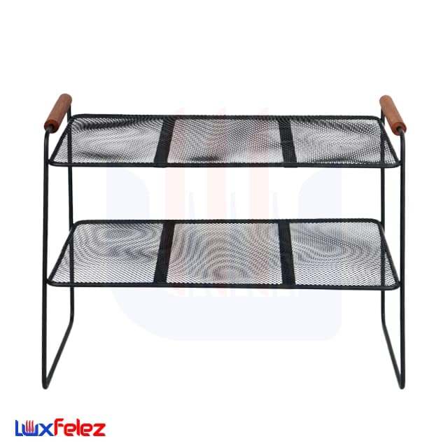شلف داخل کابینت سناتور مدل دو طبقه دسته چوبی — تصویر ۲