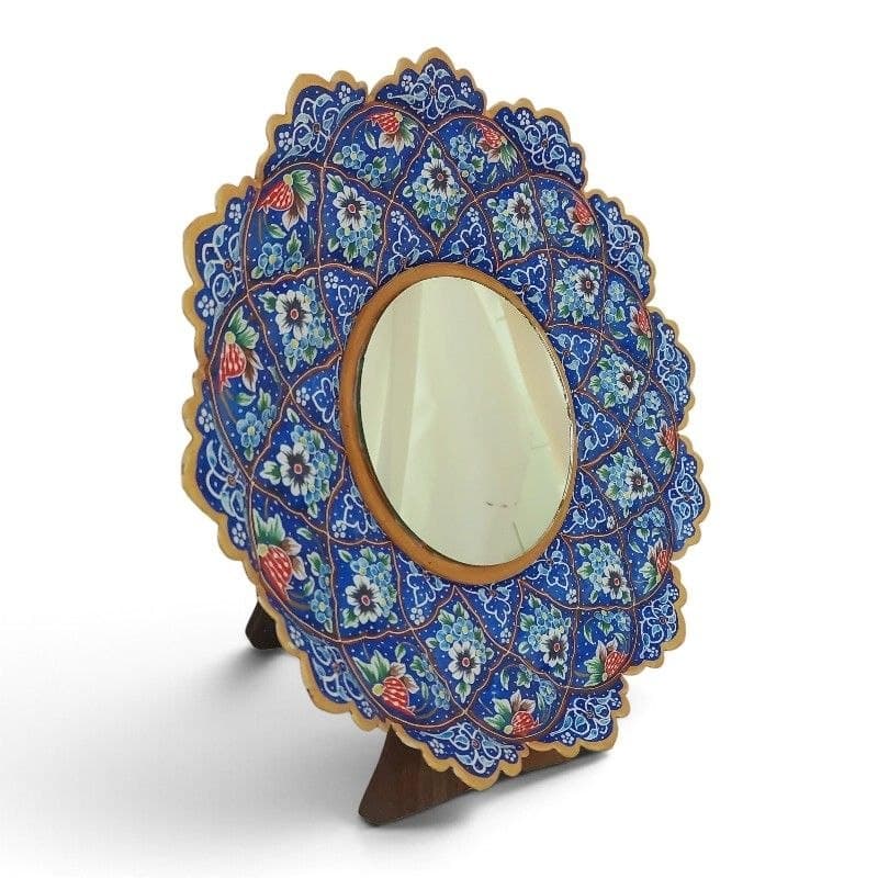 آیینه میناکاری همراه با پایه چوبی کد 1DK166 — تصویر ۴