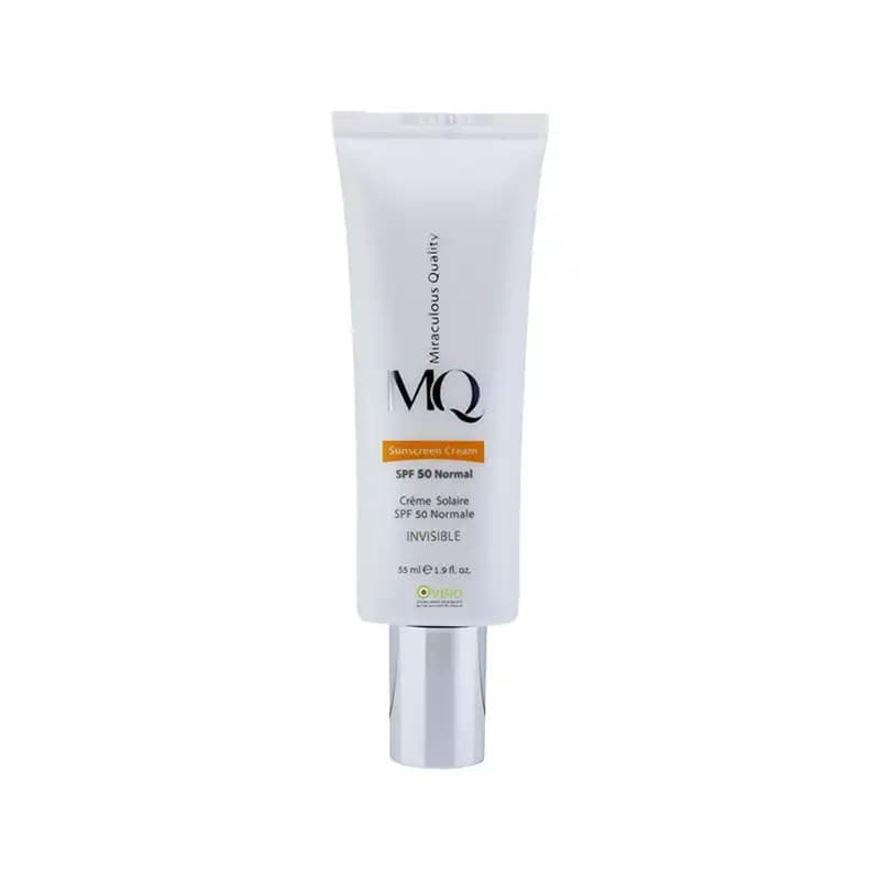 کرم ضد آفتاب ام کیو بی رنگ با SPF50 مناسب پوست نرمال و خشک حجم 55 میل