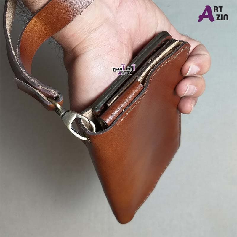 کیف پول چرم دست دوز عسلی کیهان مدل آهنربایی کد : 2 – 1714 — تصویر ۶