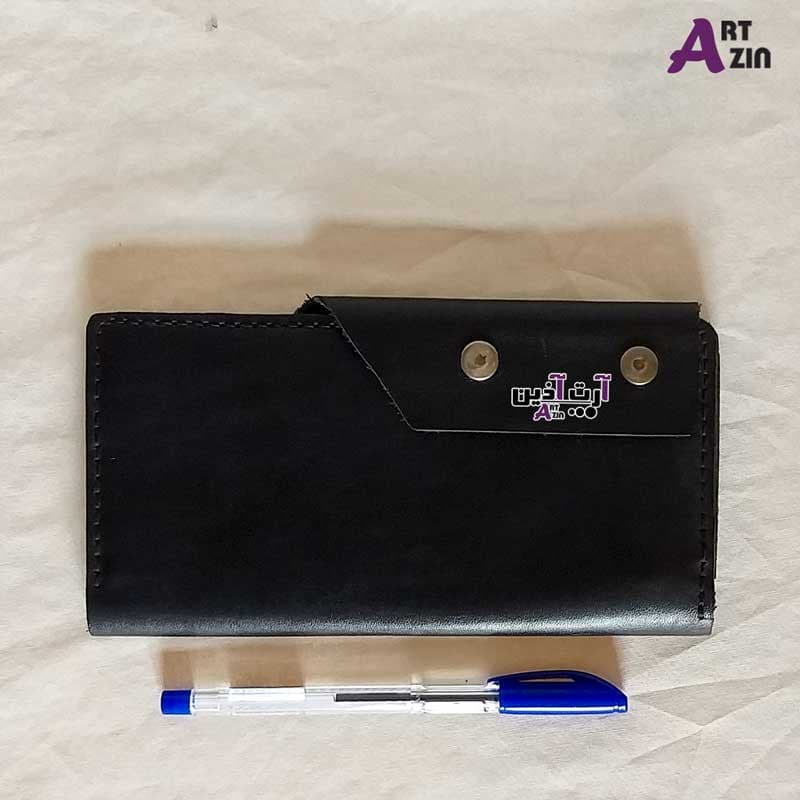 کیف پول چرم مردانه دست دوز مشکی مدل کیارا کد : 2 – 1713 — تصویر ۴