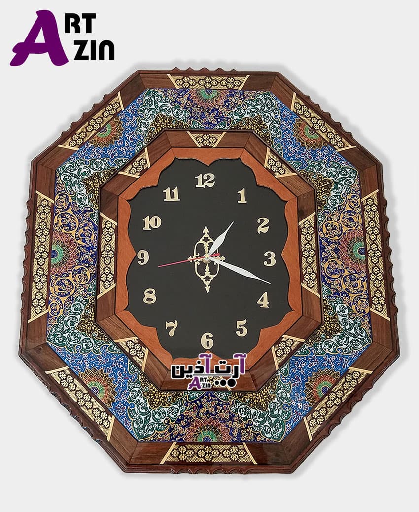 ساعت خاتم کاری اصفهان چوبی سنتی ۴۹*۵۶ سانتی – کد : ۱۶۵۹